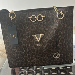 V Italia leopard tote bag